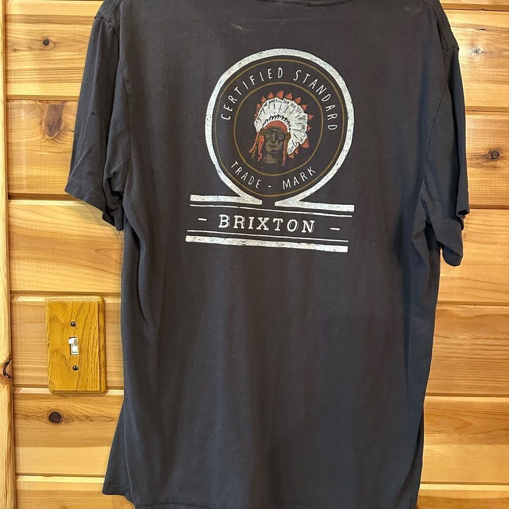 Brixton Black Graphic Men's L T-Shirt Streetwear Skater Casual Western Festival